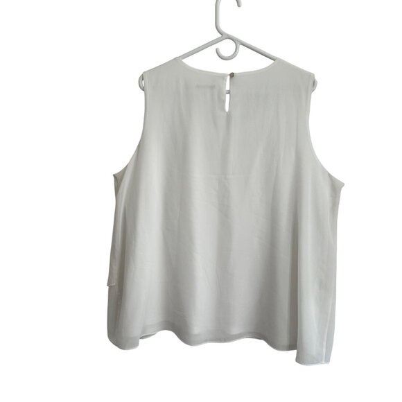 Calvin Klein Womens White Sleeveless Blouse 1X Lined Layered Flowy Feminine - Picture 2 of 11